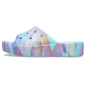 Sandales à plateforme classiques imprimé palmiers « Blue Multi-Color »