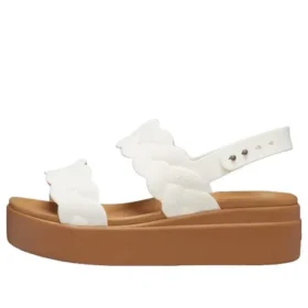 Sandales à talon compensé Brooklyn Woven « White Brown »