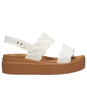 Sandales à talon compensé Brooklyn Woven « White Brown »