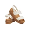 Sandales à talon compensé Brooklyn Woven « White Brown »