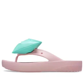 Tongs à plateforme et nœud « Pink Teal »