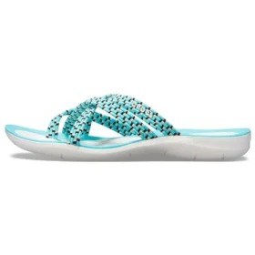 Tongs tricotées bleu et blanc